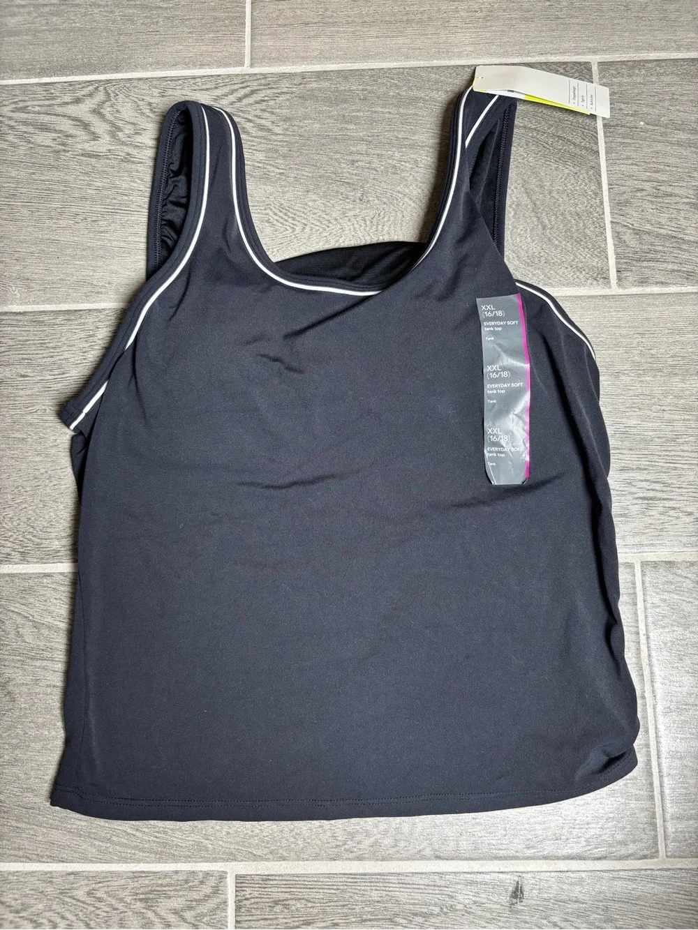 all in motion Black Tank Top with White Contrast Trim